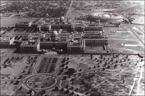 A rare view of the President's palace and the Parliament building in New Delhi . 